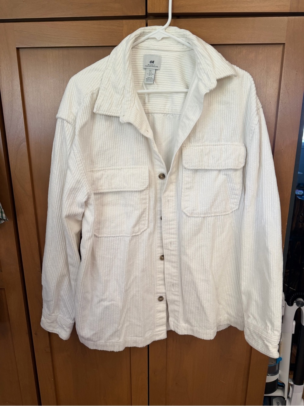 H&M Cream Corduroy Utility Shacket